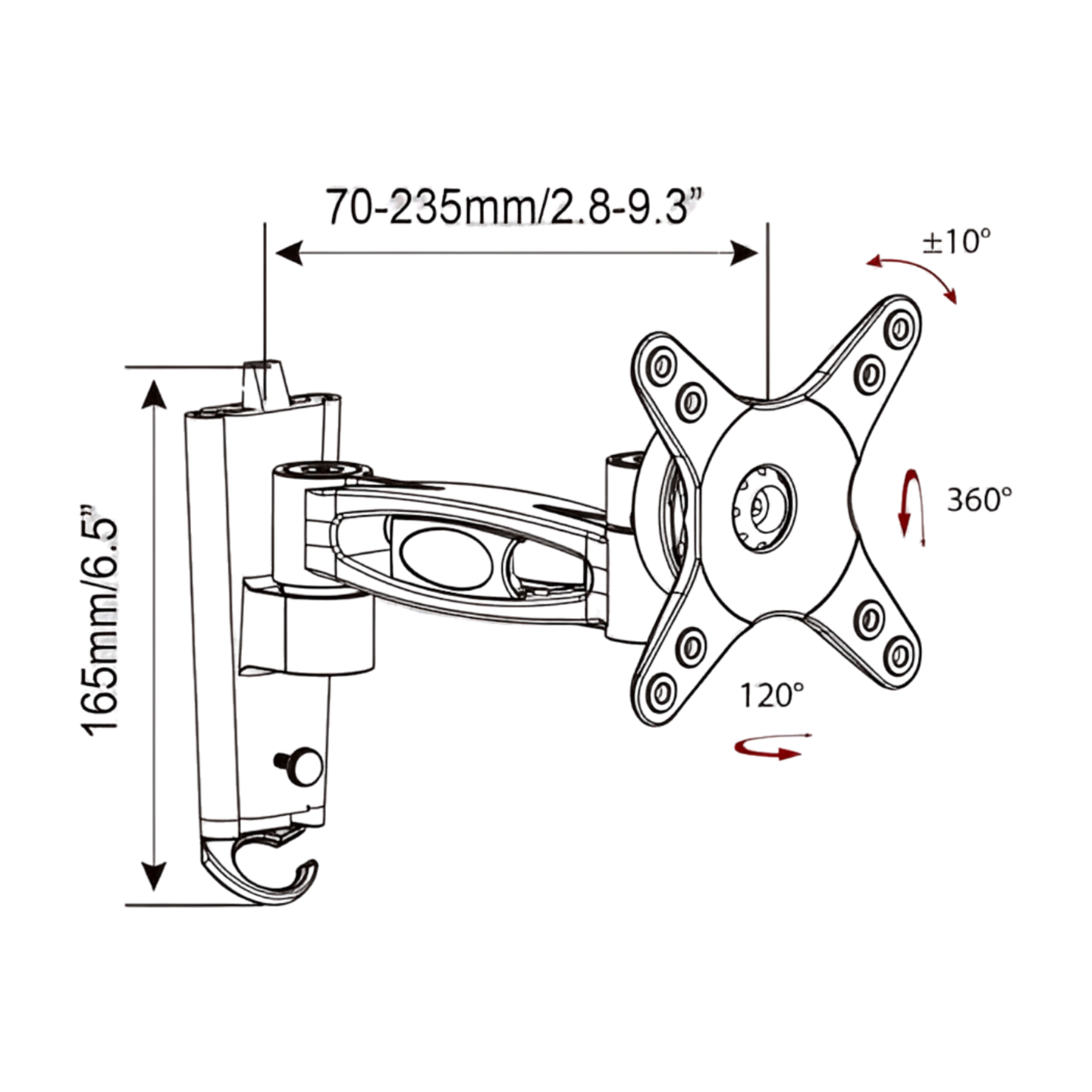 Ein-Arm-Wandhalterung für Marine-TV bis 27 Zoll