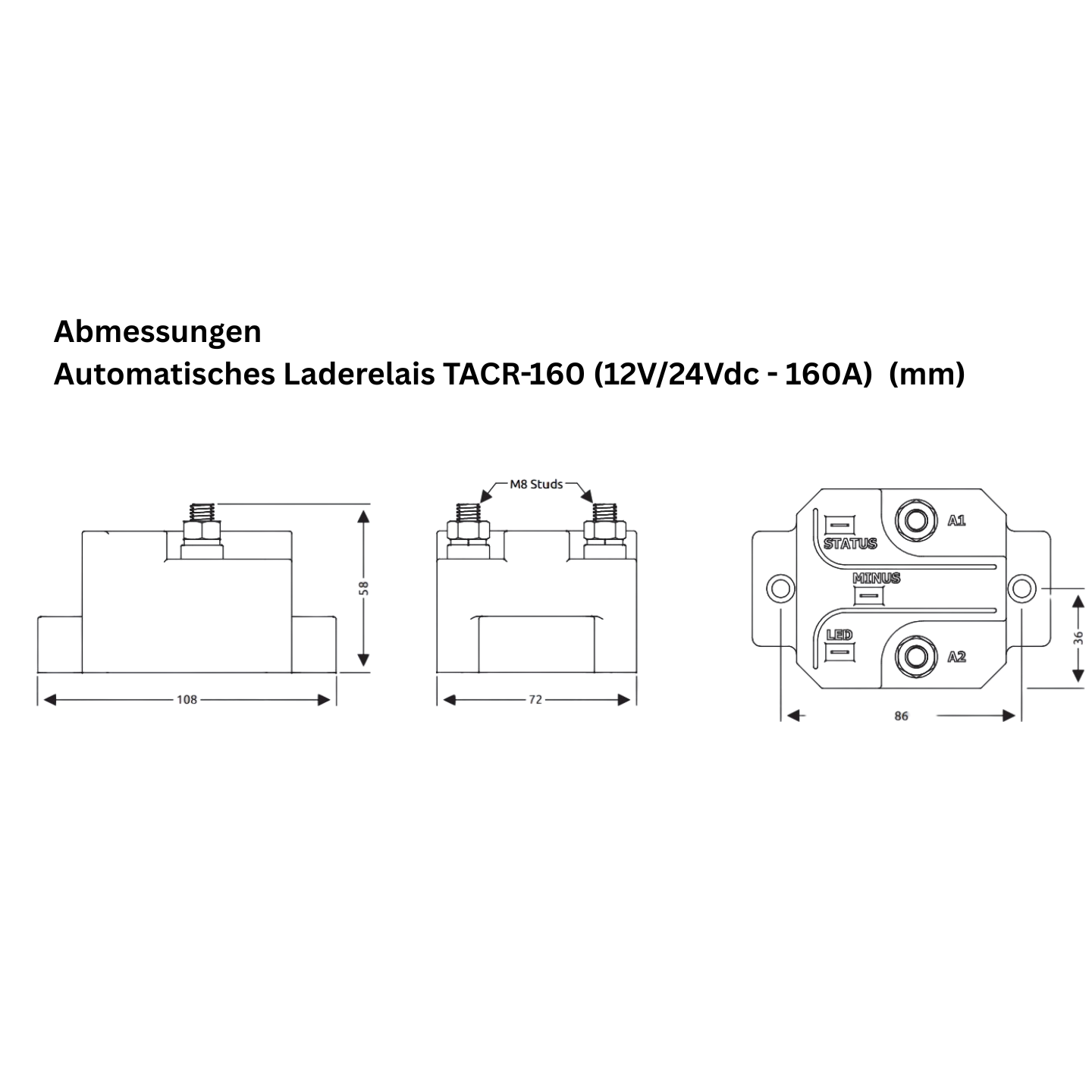 Laderelais TACR-160 (12V/24Vdc - 160A)