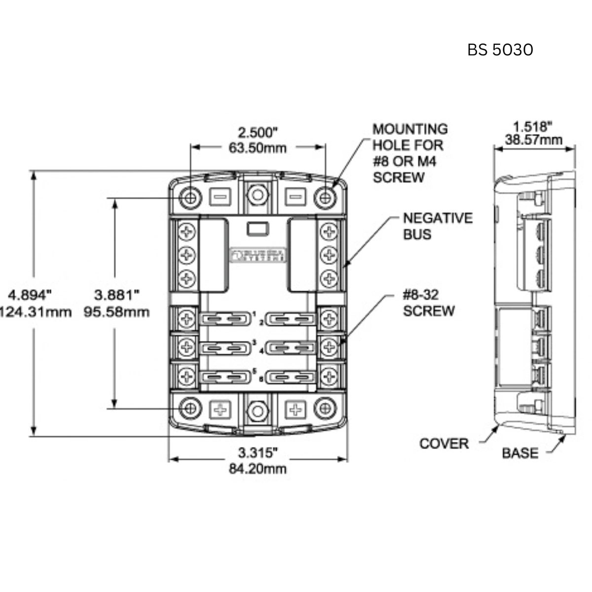 Blue Sea Systems BS5030 - Abmessungen