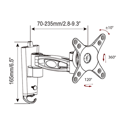 Ein-Arm-Wandhalterung für Marine-TV bis 27 Zoll