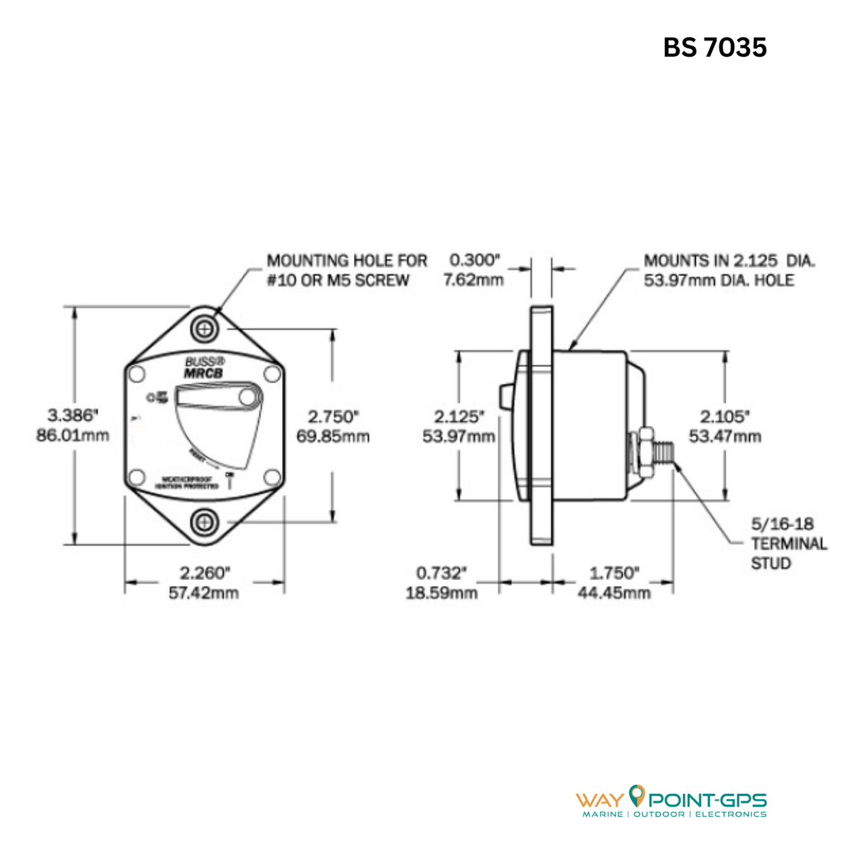 Blue Sea Systems BS7035 Sicherungsautomat 25A 187 Serie