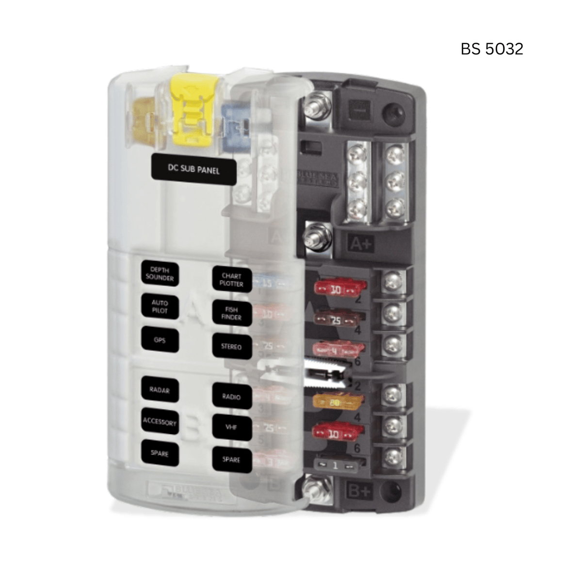 Blue Sea Systems BS 5032 Sicherungskasten 12-fach (Split-Bus / Geteilter Pluspol)