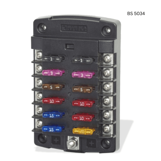 Blue Sea Systems BS 5034 12-Circuit Fuse Block without Negative Bus (no cover)
