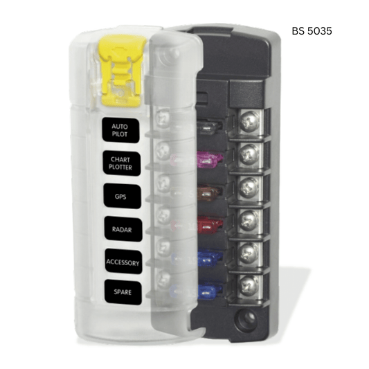 Blue Sea Systems BS 5035 6-Circuit ATO/ATC Fuse Block (with cover)