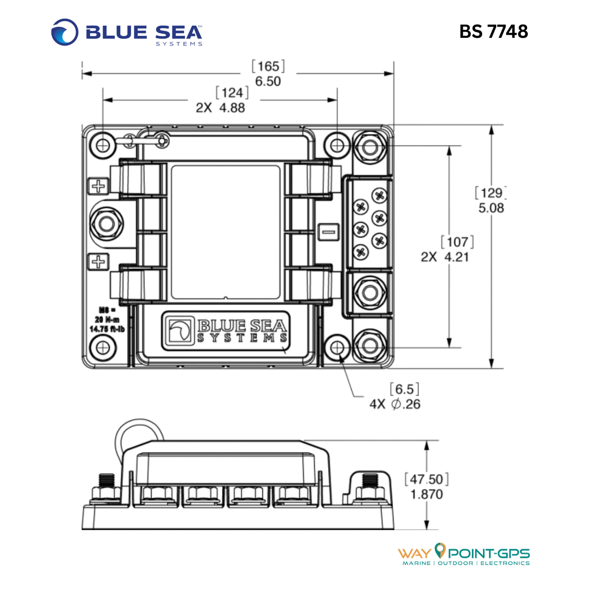 Blue Sea Systems BS7748 Fuse Block SafetyHub 150